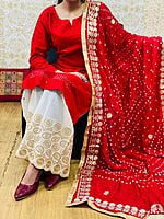 Bandhani Dupatta Set-Red Bandhani Dupatta Set-Red