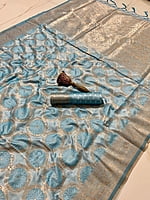 Banarasi Silk Saree-Blue Banarasi Silk Saree-Blue
