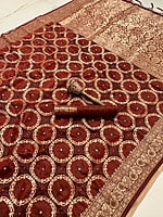 Banarasi Silk Saree-Brown Banarasi Silk Saree-Brown