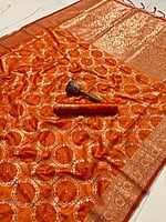 Banarasi Silk Saree-Orange Banarasi Silk Saree-Orange