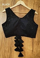 Chikan Sequins Blouse with cotton lining-Black Chikan Sequins Blouse with cotton lining-Black