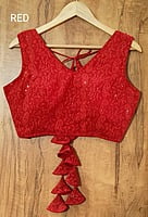 Chikan Sequins Blouse with cotton lining-Red Chikan Sequins Blouse with cotton lining-Red