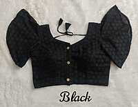 Hakoba Plain Blouse with cotton lining-Black Hakoba Plain Blouse with cotton lining-Black