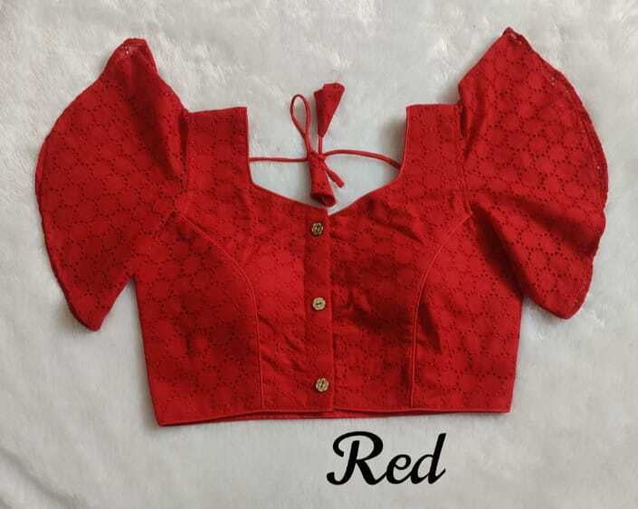 Hakoba Plain Blouse with cotton lining-Red Hakoba Plain Blouse with cotton lining-Red