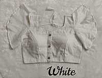 Hakoba Plain Blouse with cotton lining-White Hakoba Plain Blouse with cotton lining-White