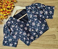 Hakoba Printed Blouse with cotton lining-Black-Front Hakoba Printed Blouse with cotton lining-Black-Front
