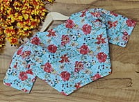 Hakoba Printed Blouse with cotton lining-Blue-Back Hakoba Printed Blouse with cotton lining-Blue-Back