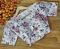 Hakoba Printed Blouse with cotton lining-Coral-Front Hakoba Printed Blouse with cotton lining-Coral-Front