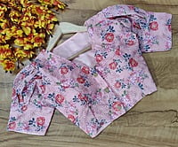 Hakoba Printed Blouse with cotton lining-Pink-Front Hakoba Printed Blouse with cotton lining-Pink-Front