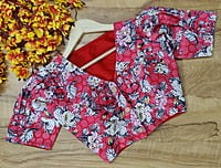 Hakoba Printed Blouse with cotton lining-Red-Front Hakoba Printed Blouse with cotton lining-Red-Front