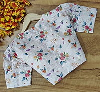 Hakoba Printed Blouse with cotton lining-White-Back Hakoba Printed Blouse with cotton lining-White-Back