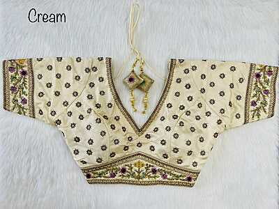 Silk Blouse With Zari Work Catalogue 3-OffWhite