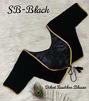 Velvet Backless Blouse With Tassels-Black-1 Velvet Backless Blouse With Tassels-Black-1