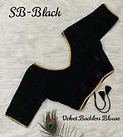 Velvet Backless Blouse With Tassels-Black-2 Velvet Backless Blouse With Tassels-Black-2