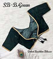 Velvet Backless Blouse With Tassels-BottleGreen-1 Velvet Backless Blouse With Tassels-BottleGreen-1