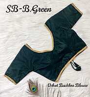 Velvet Backless Blouse With Tassels-BottleGreen-2 Velvet Backless Blouse With Tassels-BottleGreen-2