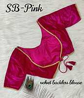Velvet Backless Blouse With Tassels-Magenta-1 Velvet Backless Blouse With Tassels-Magenta-1