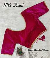 Velvet Backless Blouse With Tassels-Magenta-2 Velvet Backless Blouse With Tassels-Magenta-2