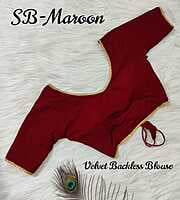 Velvet Backless Blouse With Tassels-Maroon-2 Velvet Backless Blouse With Tassels-Maroon-2