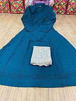 Chikan Anarkali Zari Palazzo-BottleGreen Chikan Anarkali Zari Palazzo-BottleGreen