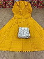 Chikan Anarkali Zari Palazzo-Mustard