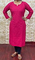 Cotton Chikan Kurti-Magenta Cotton Chikan Kurti-Magenta