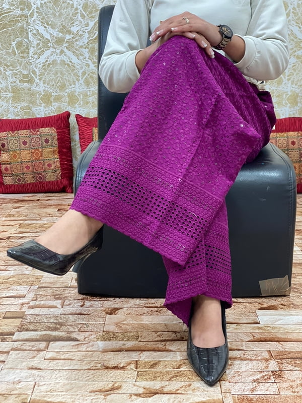 Cotton Chikan Mastani-Wine Cotton Chikan Mastani-Wine