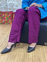 Cotton Chikan Palazzo-Wine Cotton Chikan Palazzo-Wine