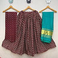 Crepe Gajji Silk Lehenga-Rama Crepe Gajji Silk Lehenga-Rama