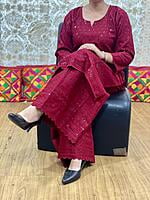 Chikan Kurti Chikan Mastani Set-Maroon Chikan Kurti Chikan Mastani Set-Maroon