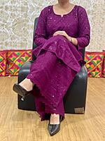 Chikan Kurti Chikan Mastani Set-Wine Chikan Kurti Chikan Mastani Set-Wine