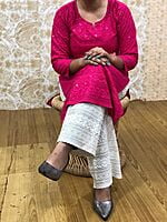 Chikan Kurti Chikan Palazzo Set-Magenta Chikan Kurti Chikan Palazzo Set-Magenta