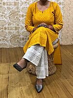 Chikan Kurti Chikan Palazzo Set-Mustard Chikan Kurti Chikan Palazzo Set-Mustard