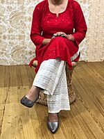 Chikan Kurti Chikan Palazzo Set-Red Chikan Kurti Chikan Palazzo Set-Red