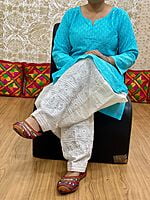 Chikan Kurti Chikan Salwar-Blue Chikan Kurti Chikan Salwar-Blue