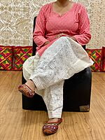 Chikan Kurti Chikan Salwar-Peach Chikan Kurti Chikan Salwar-Peach