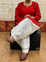 Chikan Kurti Chikan Salwar-Red Chikan Kurti Chikan Salwar-Red