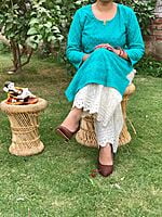 Chikan Kurti Cutwork Mastani Set-Rama Chikan Kurti Cutwork Mastani Set-Rama