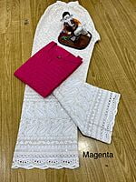 Chikan Kurti Cutwork Palazzo-Magenta Chikan Kurti Cutwork Palazzo-Magenta