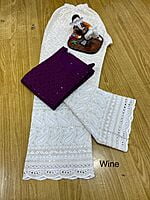 Chikan Kurti Cutwork Palazzo-Wine Chikan Kurti Cutwork Palazzo-Wine