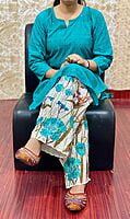 Chikan Kurti Digital Palazzo Set-Rama Chikan Kurti Digital Palazzo Set-Rama