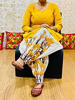Chikan Kurti Digital Salwar-Mustard Chikan Kurti Digital Salwar-Mustard