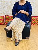 Chikan Kurti Zari Mastani-NavyBlue Chikan Kurti Zari Mastani-NavyBlue