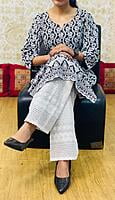 Cotton Lucknowi Chikan Palazzo-Black Cotton Lucknowi Chikan Palazzo-Black