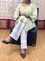 Cotton Lucknowi Chikan Palazzo-Pista Cotton Lucknowi Chikan Palazzo-Pista