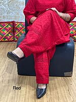Chikan Patiala Salwar-Red Chikan Patiala Salwar-Red