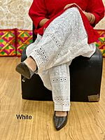 Chikan Patiala Salwar-White Chikan Patiala Salwar-White