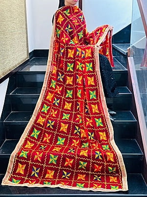 Chiffon Phulkari Dupatta Catalogue 4-Red