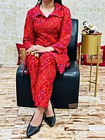 Bandhani Leheriya Co-Ord Set-Red Bandhani Leheriya Co-Ord Set-Red