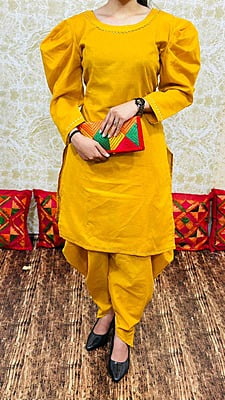 Pure Cotton Gota Patti Co-Ord Set Catalogue 2-Mustard